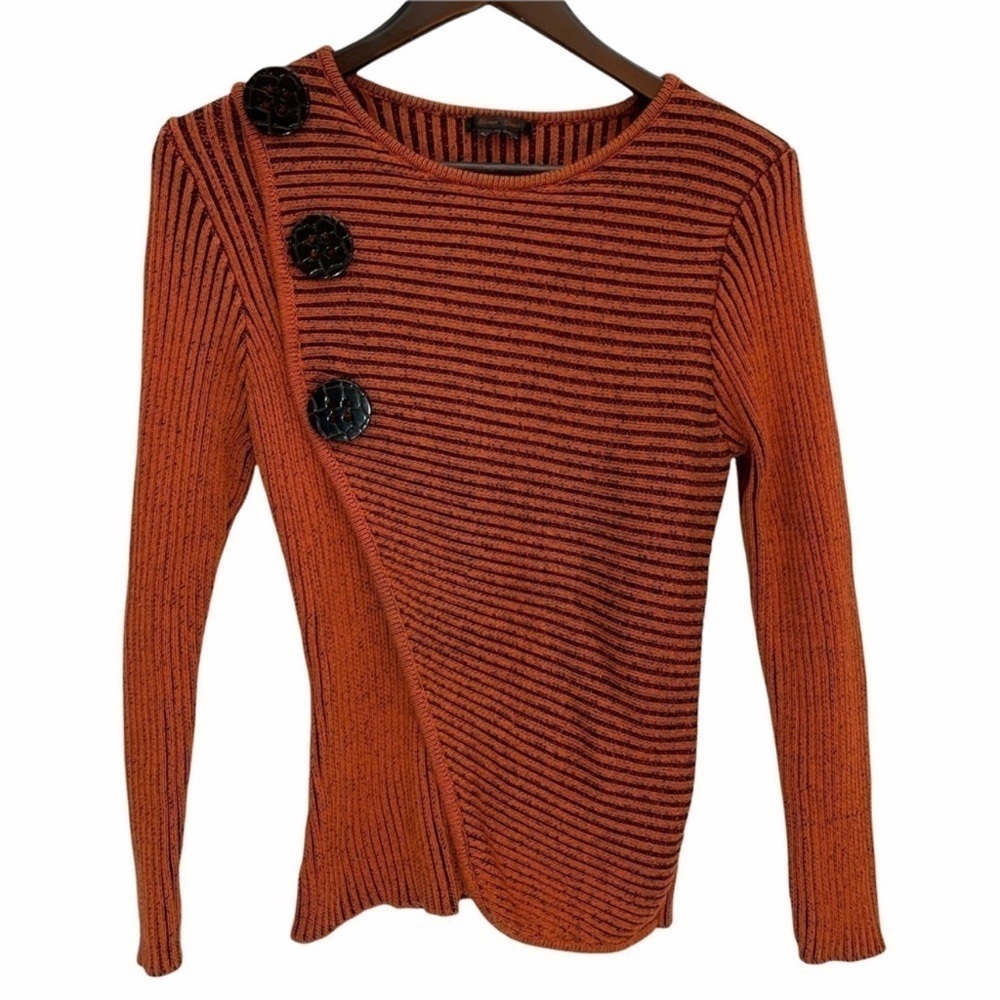 VINTAGE🤎ALISON Sheri Chunky Sweater Large Statement Button Front Size S